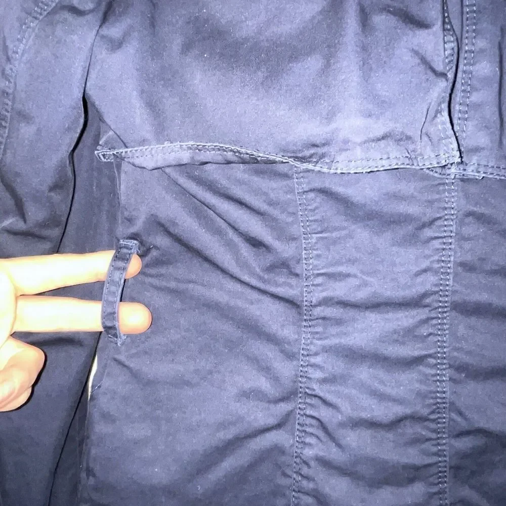 Zara Women's Jacket Coat Sz‎ M Navy Blue Business Collared Buttons Buckles Chic